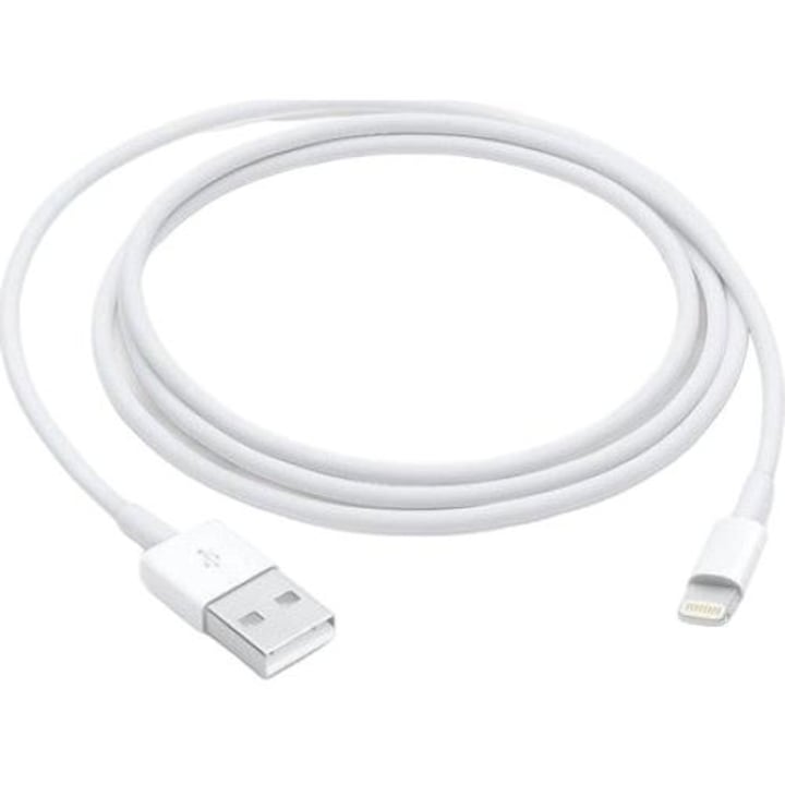 Cablu de date, Apple, Lightning/USB-A, 1 m, Alb