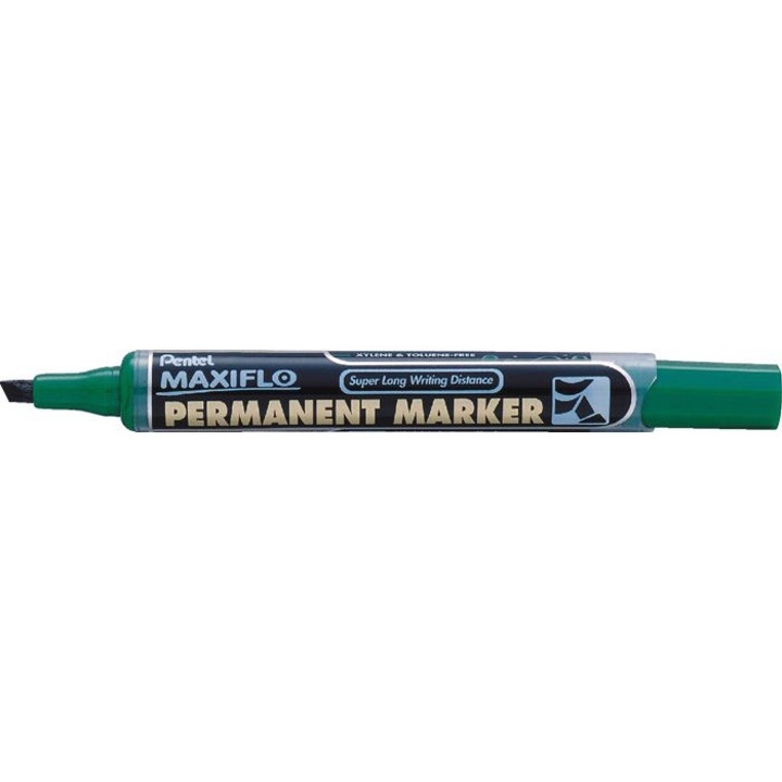 Перманентен маркер, Pentel, скосен връх, Водоустойчив, Зелен