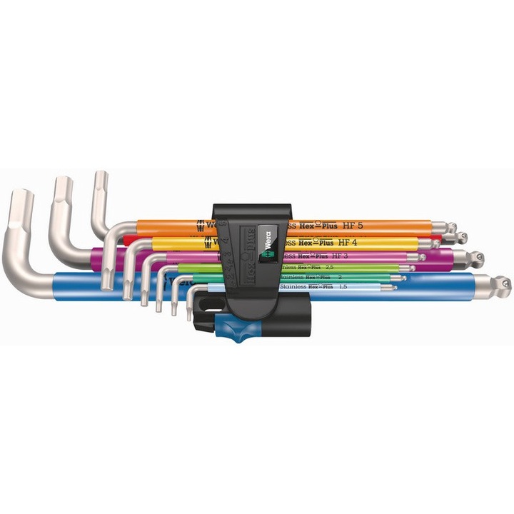 9 db-os imbuszkulcs készlet, Wera, Inox, HEX, Multicolor