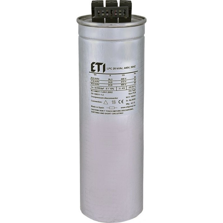 Кондензатор CP, ETI Polam, LPC, 20 kVAr, 440V, 50HZ