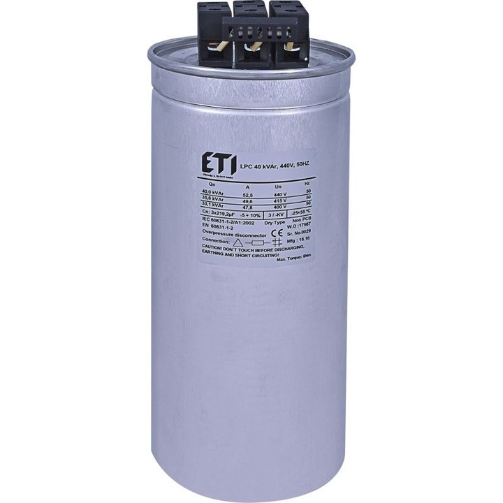 Кондензатор LPC, ETI Polam, 50kVAr, 400V, 50Hz, сив
