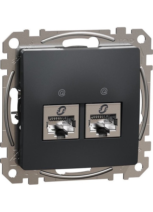 Букса за компютър, Schneider Electric, RJ45, 37 x 73 x 73 mm, черна