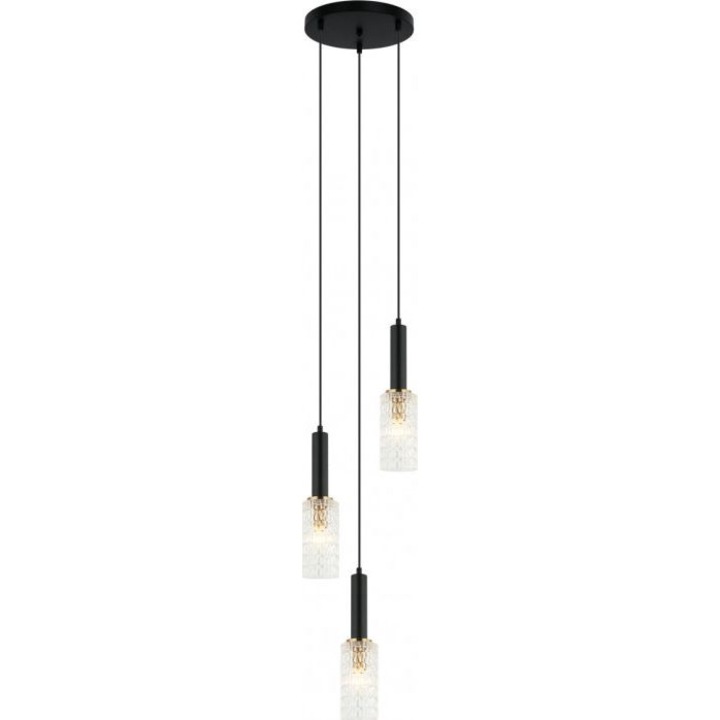 Lampa suspendata, Italux, Metal/Sticla, E14, Negru