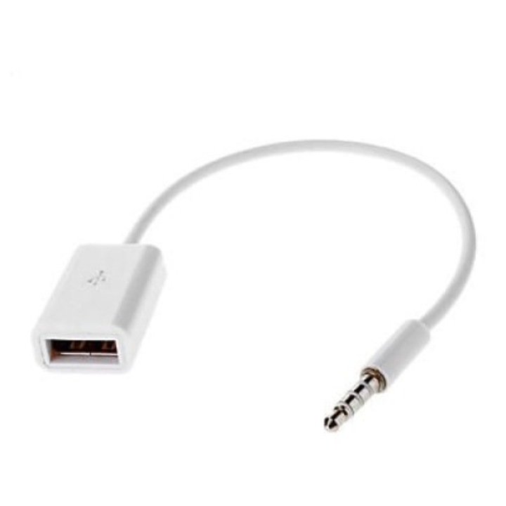 Cablu adaptor, MicroMobile, USB 2.0 A la minijack 3.5 mm, Alb