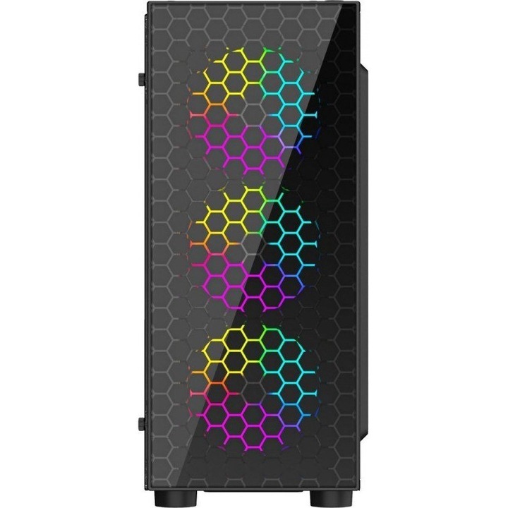 Carcasă PC mid-tower ATX FSP M540-BA, 4x ventilatoare ARGB, negru - M540-BA