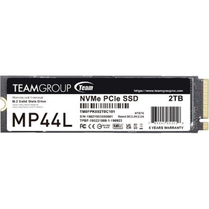 SSD Team Group MP44L, 2TB, M.2, PCIe, NVMe, Gen4, 4800 MB/s