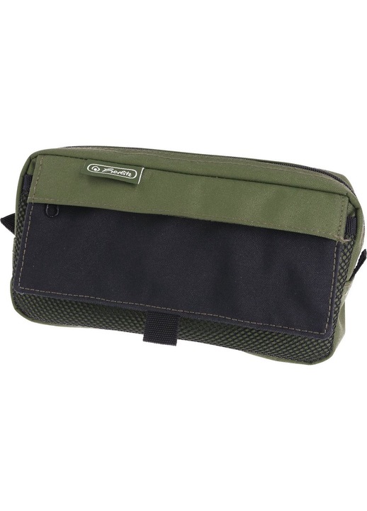 Penar cu 2 compartimente, Herlitz, Verde masliniu/Negru