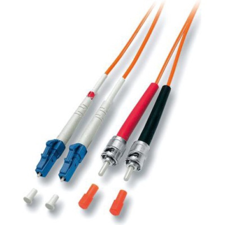 Duplex optikai kábel, felszerelés, LWL, LC->ST, 5m, többmódusú
