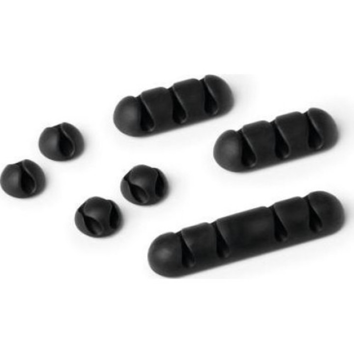 Set 7 organizatoare cabluri, DURABLE, plastic, grafit
