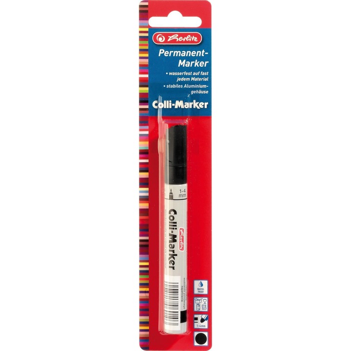 Перманентен маркер, Herlitz, 1-4 мм, Водоустойчив, Черен