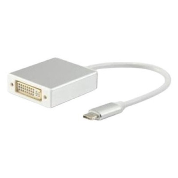 Adaptor USB-C / DVI-I DualLink (24+5), Equip, 4096 x 2160 px, 60 Hz, 0.15 m, 45 x 250 x 150 mm, Alb