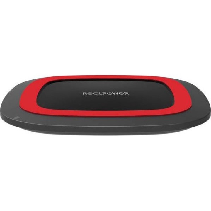 Incarcator wireless, RealPower, 10W, rosu, pentru smartphone-uri, Negru/Rosu