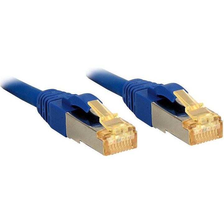 Cablu de retea, LINDY, Cat6A, S/FTP, LSOH, Cat7, 7.5m, Albastru inchis