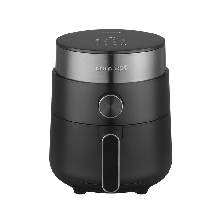 Concept FR2500, 1200 W, 2.5 L, 8 Program, LED Kijelző, Időzítő, Fekete meleglevegős sütő