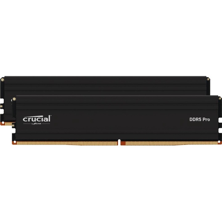 Kit dual memorie RAM Crucial Pro, Capacitate DDR5 96GB (2x 48 GB), Frecventa 5600 MHz, CL 46, Negru