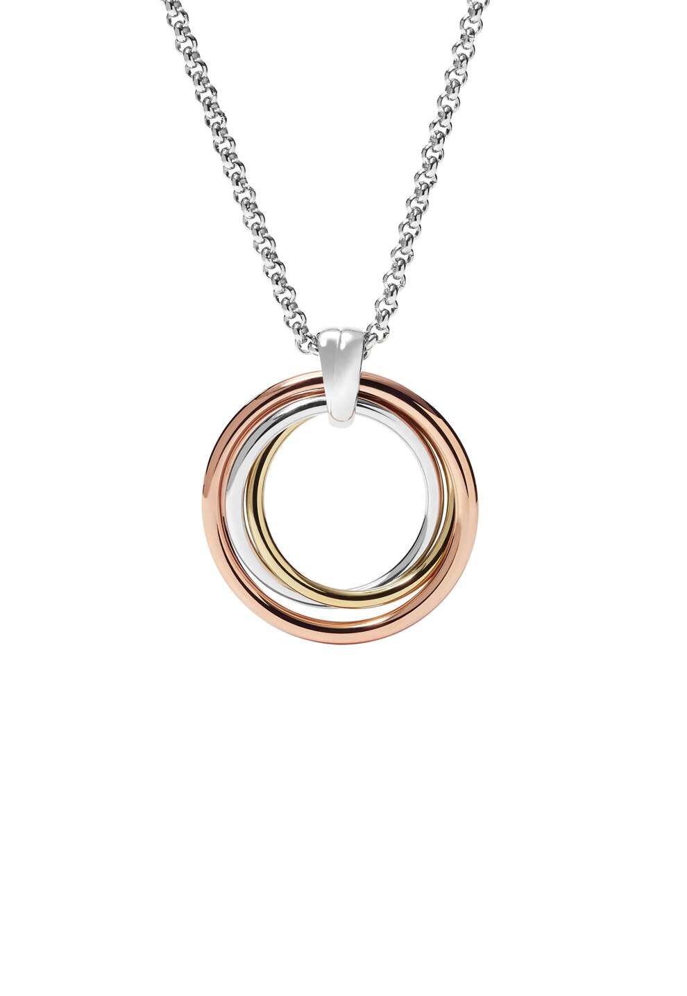 Fossil Colier argintiu cu pandantiv tricolor