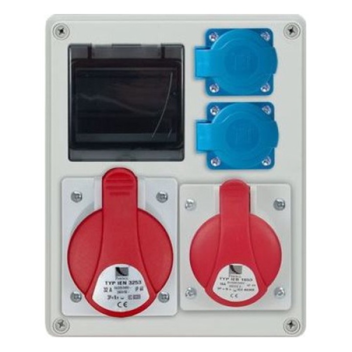 Cutie de distributie, Pawbol, 240V, 1x32A/5P, 1x16A/5P, 2x250V, IP44, Muticolor