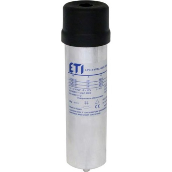 Кондензатор, Eti Polam, 3 kVAr, 440V, 50Hz, сребърен