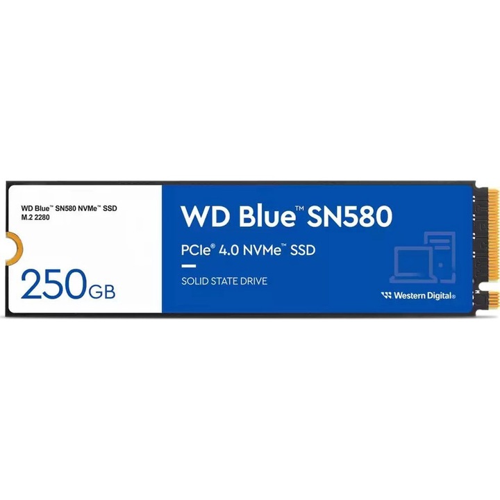 Solid-State Drive (SSD) Spark Your Imagination with the WD Blue SN580 NVMe SSD with PCIe Gen 4.0 for creators and professionals. Boost productivity or design creatives effortlessly by upgrading to PCIe Gen 4.0 SSDs with fast read speeds. With WDS250G3B0E