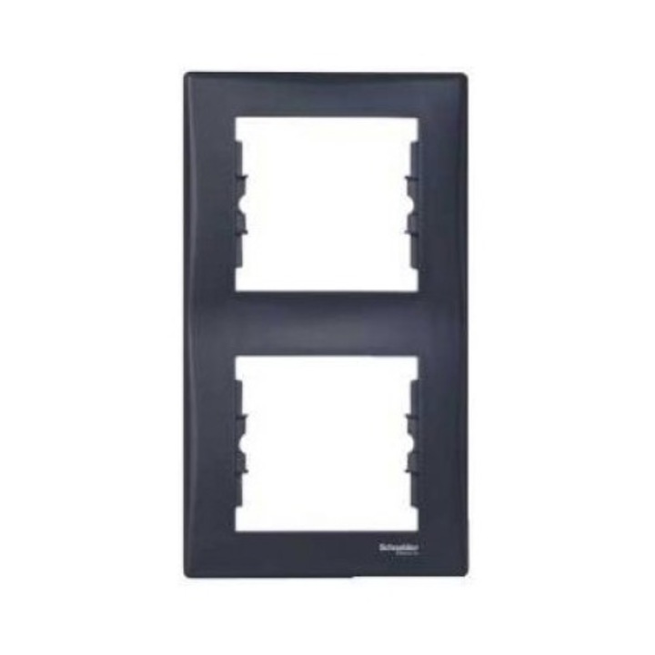 Cadru dublu pentru intrerupator, Schneider Electric, IP44, 10A, Negru