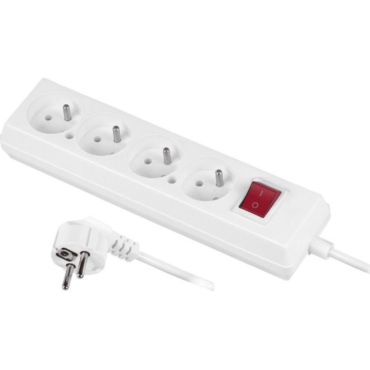 Удължител, AwTools, 4 гнезда, 5 м, Бял