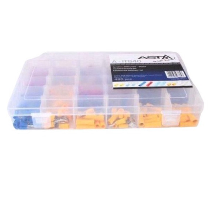 Set 480 conectori electrici, Asta, Galben/Albastru