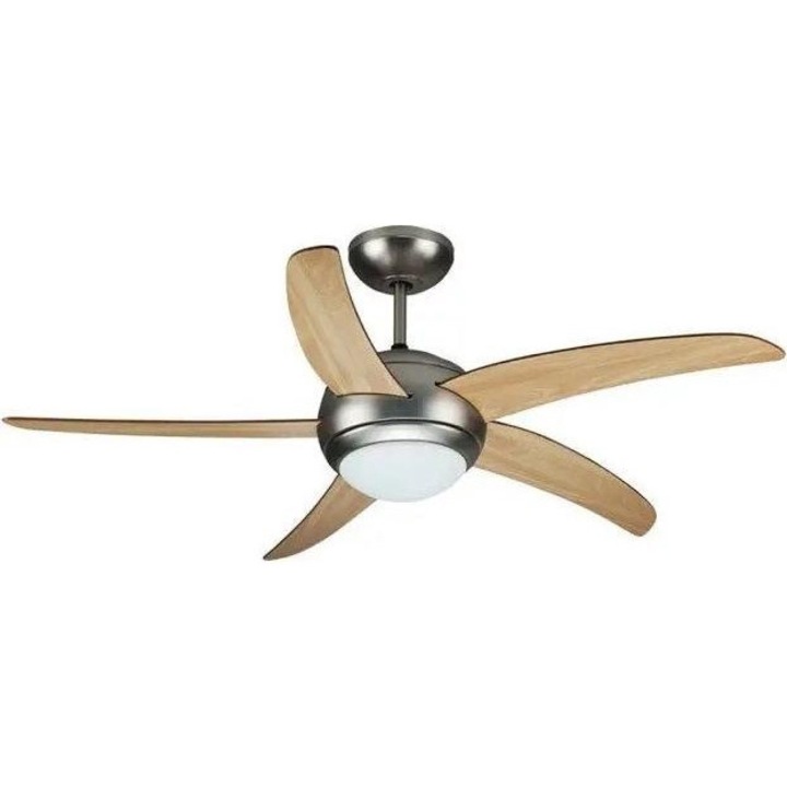 V-TAC 7654050 Ventilátoros LED lámpatest, mennyezeti, 5 lapáttal, 2 x E27 foglalattal, távirányítóval