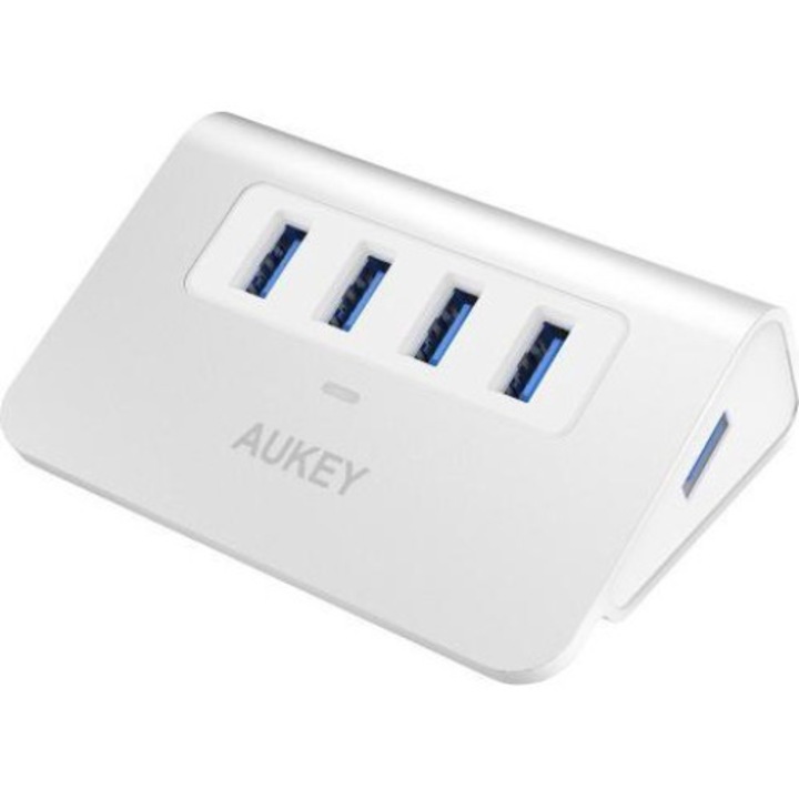 Хъб, Aukey, USB, 90 мм, бял