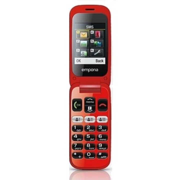 Telefon Emporia One, V200, Negru/Rosu