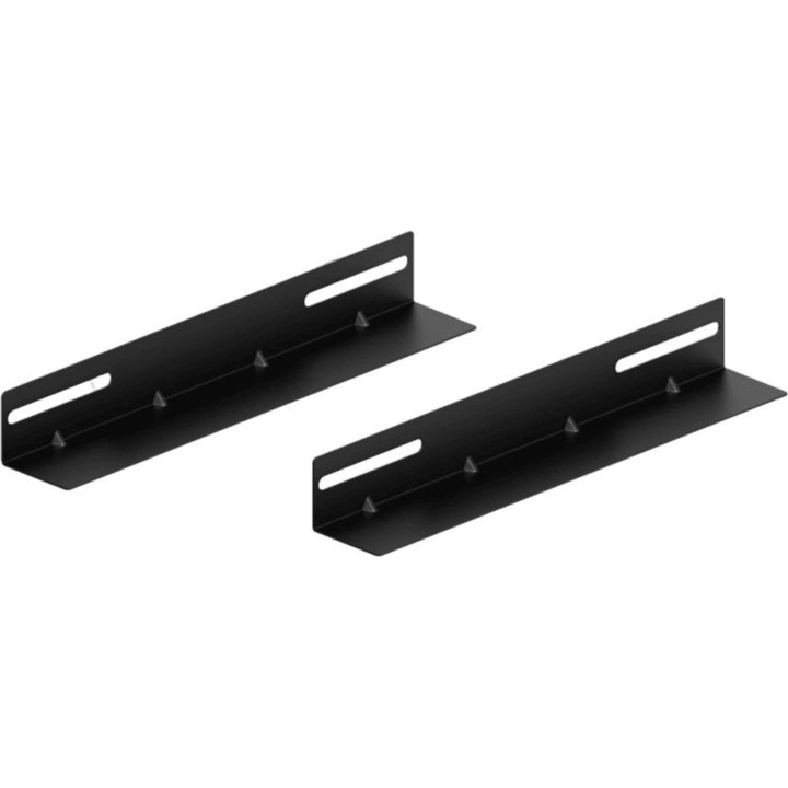 2 literes sínkészlet rack szekrényekhez, Caymon, acél, állítható szerelési távolság, fekete kivitel, 65x38x425mm