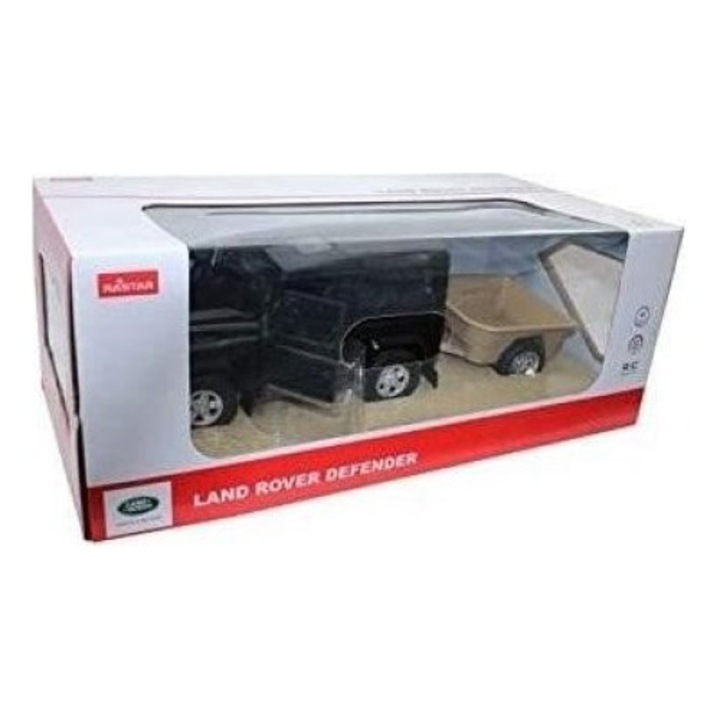 Land Rover Defender + remorca, 1:14, Rastar, Negru, 6+