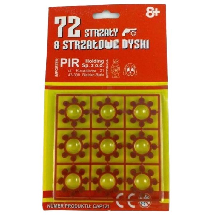 Set 72 capse pentru pistol de jucarie, Pulio, 8+, Rosu
