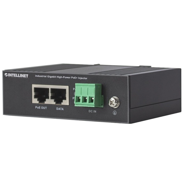 Injector industrial PoE+, Intellinet, 1x RJ45, GIGABIT, 30W, -40 pana la +75A°C, IP30