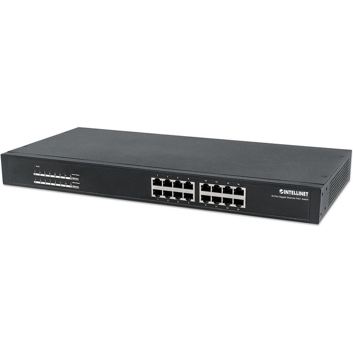 INTELLINET комутатор, 16 порта, Gigabit, PoE