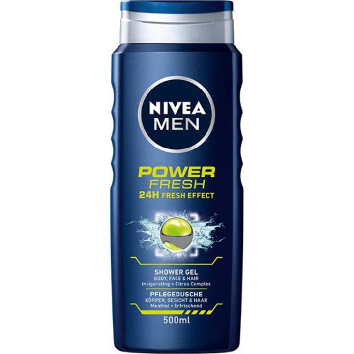 Tusfürdő, Nivea, Men Power Fresh, 500 ml
