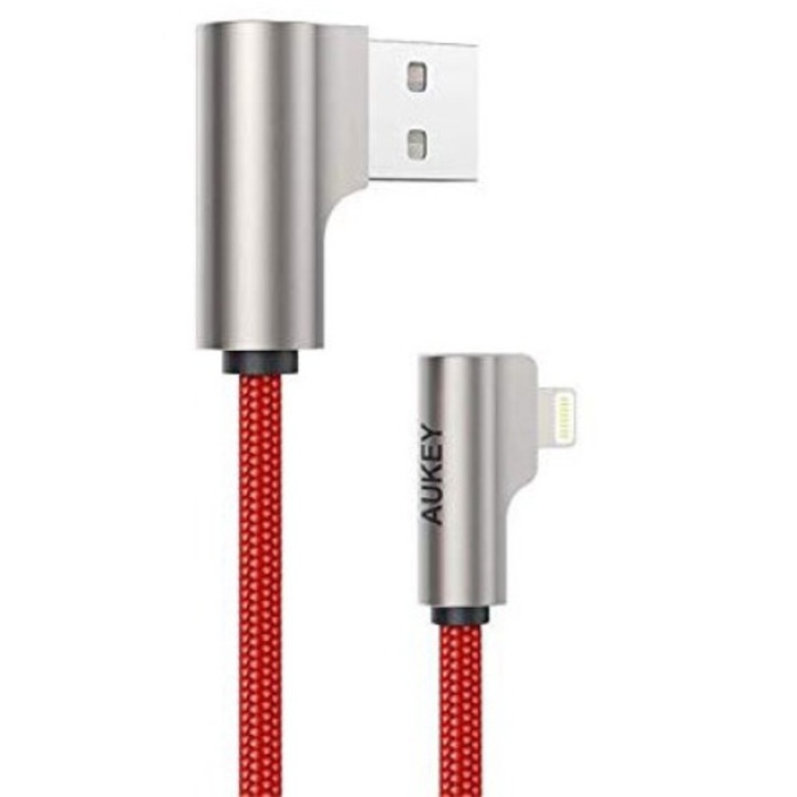Kábel Aukey CB-AL01, Gyors töltés, Lightning-USB, 2m, Mfi, piros