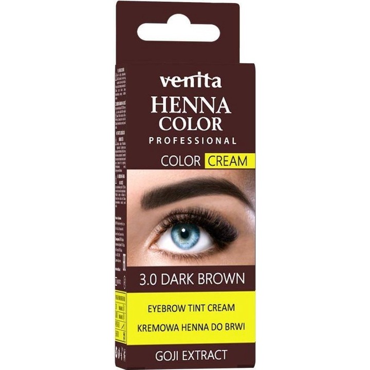 Henna pentru sprancene Venita Henna Color Cream, Dark Brown, 30g