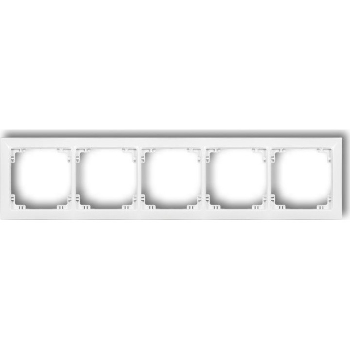 Rama pentru prize, Karlik, Plastic, 5 Prize, Alb