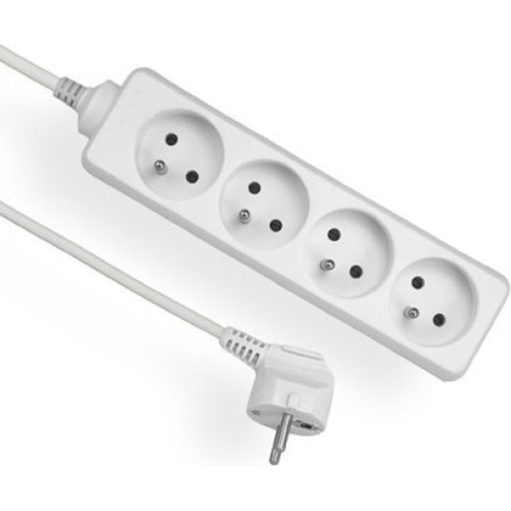 Hosszabbítókábel, Elgotech, 4 aljzat, 1,5 m, Fehér