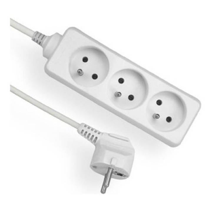 Elgotech hosszabbító kábel, 3 aljzat, 1,5 m, Fehér