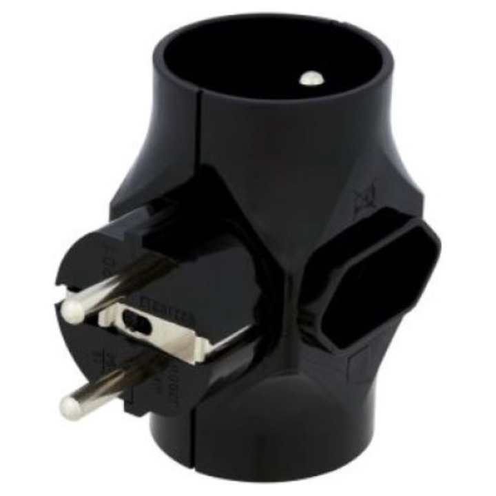 Удължител, Elgotech, 3 гнезда, черен