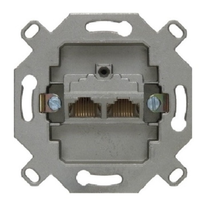 Двоен контакт, Hager, За RJ45, Сребрист