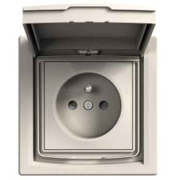 Priza simpla, Schneider Electric, IP44 cu obloane, crem