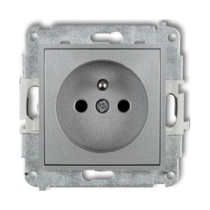 Priza simpla Karlik, gri, montare incastrat