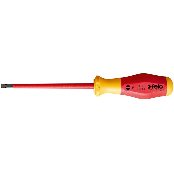 Surubelnita Felo 5,5x1,0mm, VDE, pentru lucru sub tensiune 1000V, ergonomica