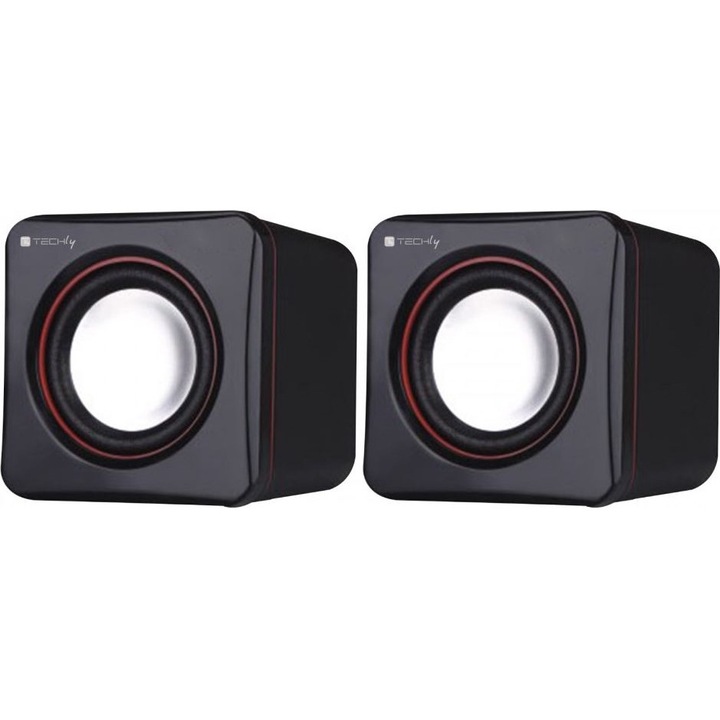 Mini boxe pentru computer, Techly, Mufa 2.0, 3.5 mm, 3 W, Negru