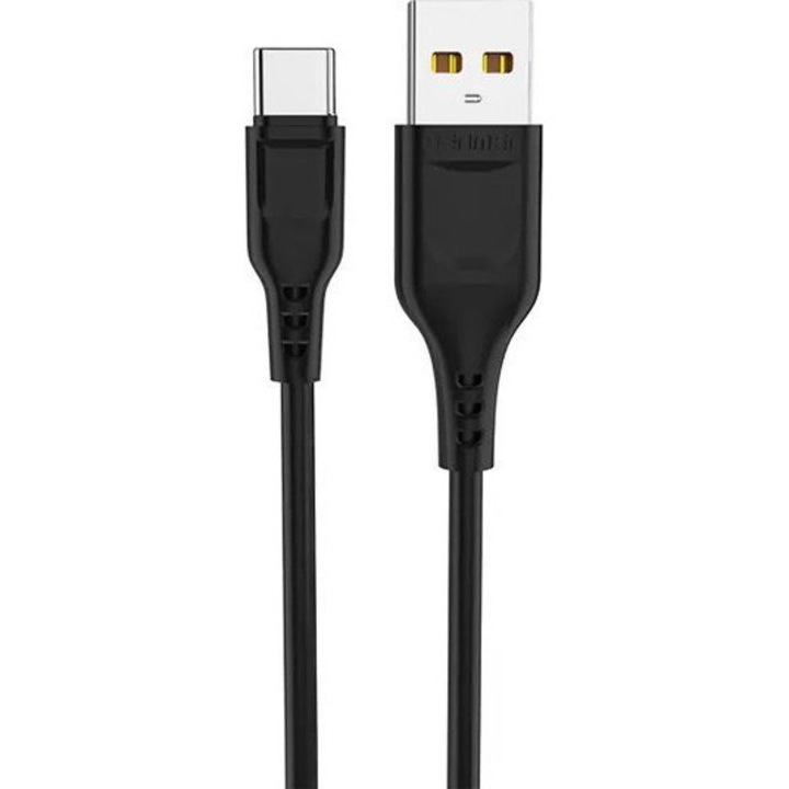 Cablu USB-A - USB-C, Denmen, 2 Negru
