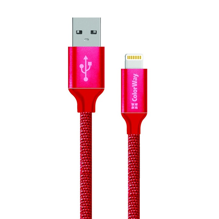 ColorWay USB apa - Lightning apa Adat- és töltőkábel 1m - Piros (CW-CBUL004-RD)