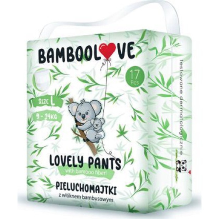 Дамски пелени, BAMBOOLOVE, Lovely Pants, хипоалергенни, дишащи, бели, 9-14 кг, 18 бр.