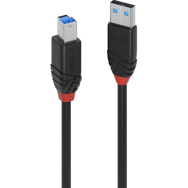 Кабел Lindy, USB 3.2 тип A към тип B, 10 м, черен